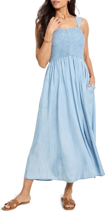 【新品・未着用】Lace Trimmed Chambray Dress Lace Trimmed Chambray Dress（ワンピース）｜Her lip to（ハー