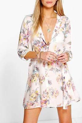 boohoo NEW Womens Floral Shirt Dress in Polyester