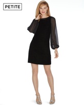 Thumbnail for your product : White House Black Market Petite Long Sleeve Velvet Chiffon Shift Dress