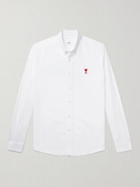 Thumbnail for your product : AMI Paris Button-Down Collar Logo-Embroidered Cotton Oxford Shirt