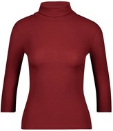 Thumbnail for your product : boohoo Petite Rib Turtle Neck Three Quarter Sleeve Top