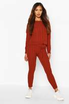 Thumbnail for your product : boohoo Cable Knit Crew Neck Lounge Set