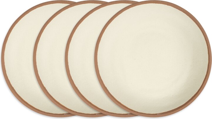 Q Squared Potter Terracotta Melaboo 4-Pc. Dinner Plate Set - Beige/gray