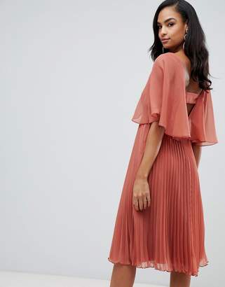 ASOS Design DESIGN flutter sleeve midi dress with pleat skirt