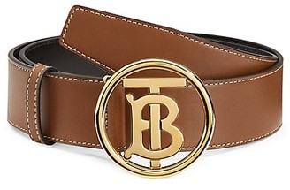 Burberry Monogram Motif Topstitched Leather Belt
