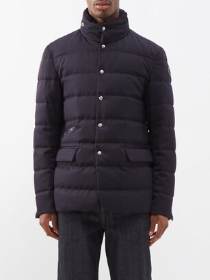 Moncler Bess Wool-gabardine Down Coat - Dark Blue - ShopStyle