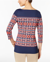 Thumbnail for your product : Charter Club Petite Boat-Neck Printed Top, Only at Macy's