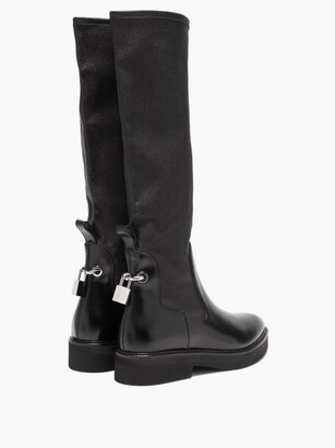Christopher Kane Padlock Neoprene And Leather Knee-high Boots - Black