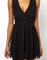 Thumbnail for your product : ASOS Sequin Panel Wrap Skater Dress