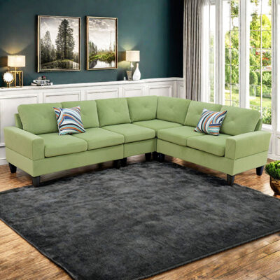 Ebern Designs Dendrobium Calico 4-piece Living Room Sofa Set – Solid Wood Frame With Anti-pilling Fabric & Dual-layer Spring System – Modular Design, Mould-proof, E