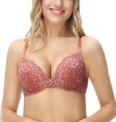 Thumbnail for your product : Deyllo Women's Push Up Lace Bra Sexy Deep V Lift Up Bra Underwire Padded Comfort Everyday Bra Navy-Blue