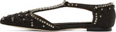 Thumbnail for your product : Dolce & Gabbana Black Brocade Rhinestone T-Strap D'Orsay Flats