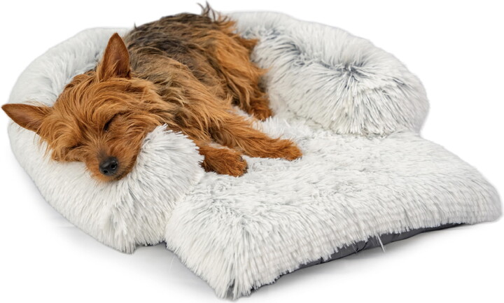 Best Friends by Sheri Nap Mat Dog Bed with Bolster - Washable Crate Pad and Removable Cover, Frost, Small, 22x15
