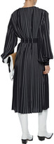 Thumbnail for your product : Each X Other Belted Pleated Pinstriped Crepe De Chine Dress