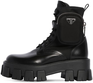 Prada 55mm Monolith Leather & Nylon Boots