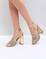 Thumbnail for your product : ASOS Design DESIGN Helix Woven Block Heeled Sandals