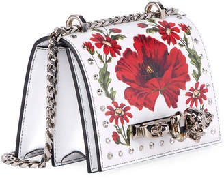 Alexander McQueen Small Jeweled Satchel Bag with Poppy Art
