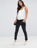 Thumbnail for your product : ASOS Maternity Farleigh Slim Mom Jean in Washed Black With Under The Bump Waistband