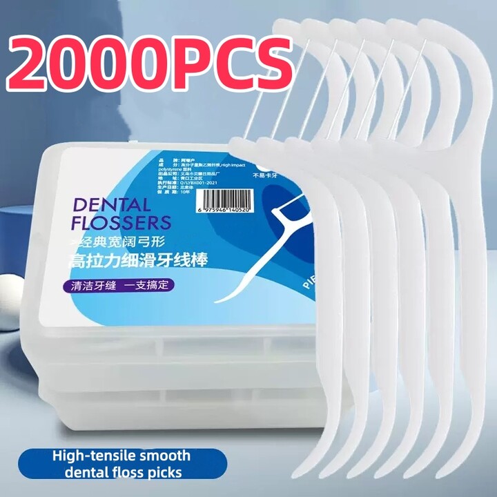 NONE 2000/50PCS Portable Disposable Dental Floss Fine Dental Floss Stick Clean The Gaps Between Teeth With One Piece Oral Care Tool
