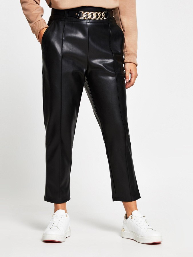 high waisted pu trousers