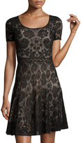 Thumbnail for your product : Zac Posen Short-Sleeve Lace Dress, Black