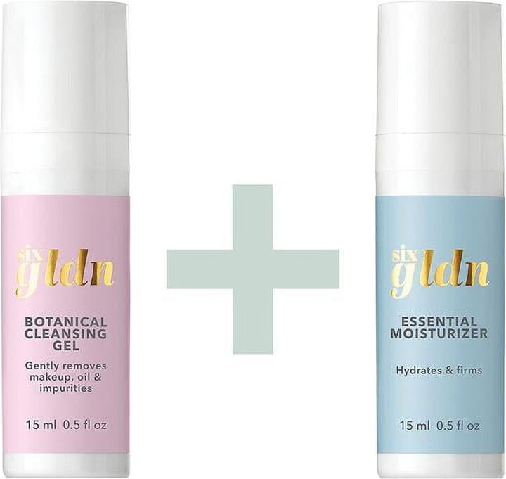 Six Gldn Mini Power Duo: Cleanse & Hydrate, Botanical Cleansing Gel 15ml, Essential Moisturizer 15ml