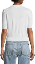 Thumbnail for your product : Carven Cross-Stitch Half-Sleeve Wool Sweater