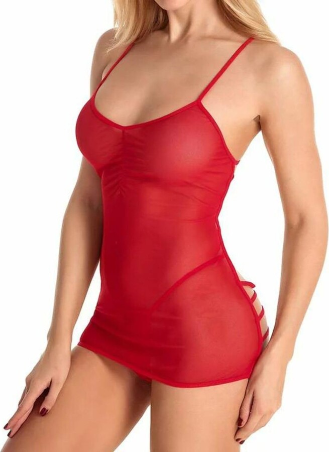 Women's Fishnet Sheer Mini Short Dress Nightwear Clubwear Bodycon Teddy Babydoll - Foto 7