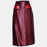 Burgundy Lurex Silk Midi Skirt M 