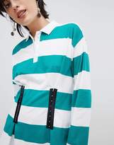 Thumbnail for your product : ASOS Design Polo Top in Rugby Stripe with Corset Detail