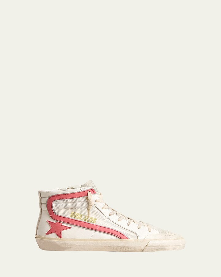 Golden Goose Slide Leather Mesh Mid-Top Sneakers