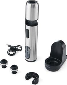 Rabbit Electric Corkscrew 3-In-1 Foil Cutter And Preserver, Silver