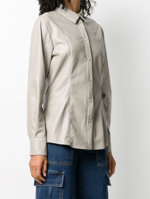 MSGM Panelled Faux-Leather Shirt