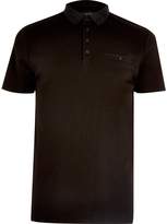 Thumbnail for your product : River Island Mens Black chest pocket polo shirt