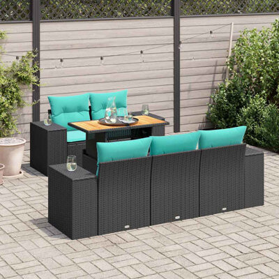 Latitude Run 6 Piece Patio Sofa Set With Cushions Poly Rattan