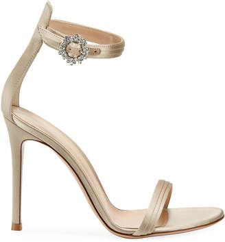 Gianvito Rossi Pleated Satin Embellished 105mm Sandals
