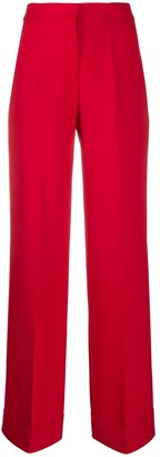 red wide leg trousers outfit
