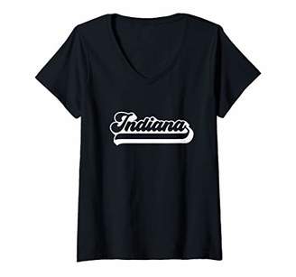 Womens Indiana Retro State V-Neck T-Shirt