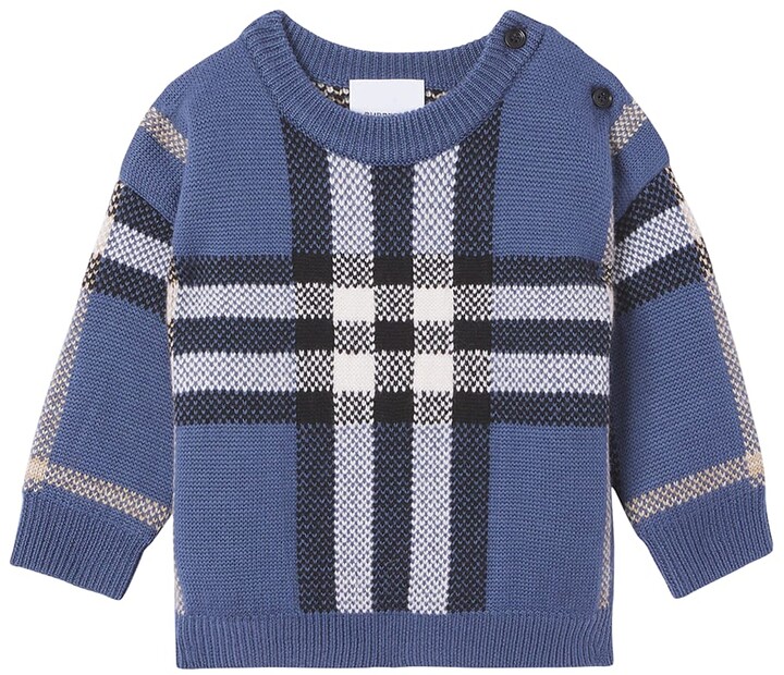 Burberry Boy's Denny Vintage Check Wool-Cashmere Sweater, Size 6M 