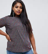 Thumbnail for your product : ASOS Curve DESIGN Curve t-shirt in glitter metallic