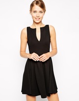 Thumbnail for your product : ASOS COLLECTION Sleeveless Skater Dress in Structured Rib with V Neck
