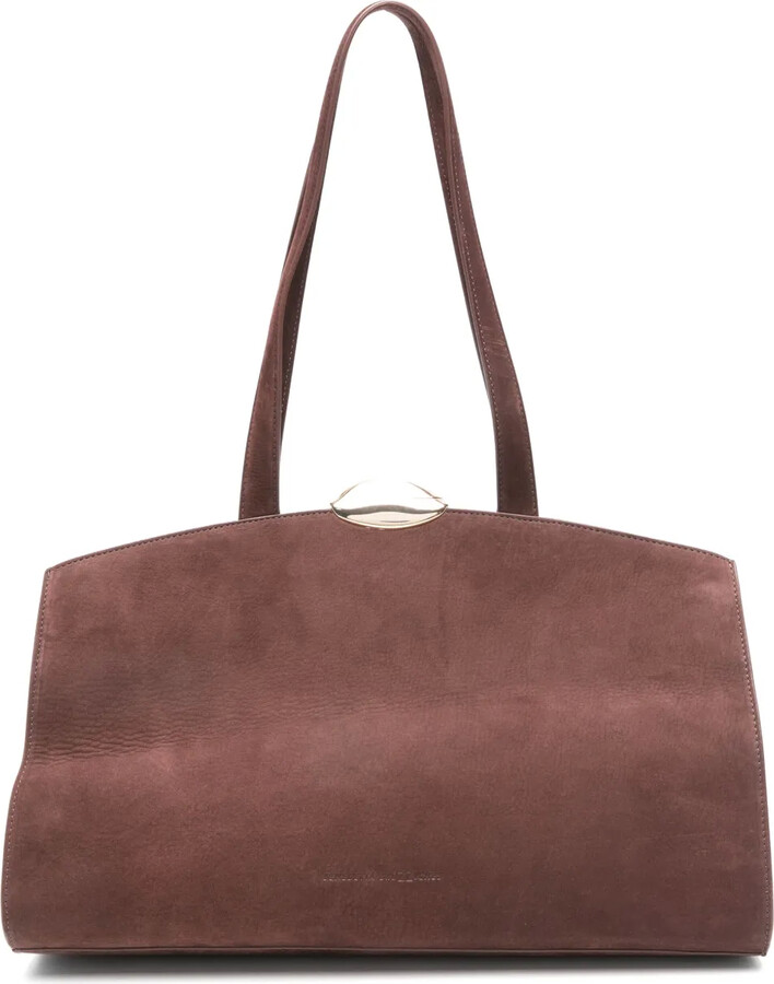 Benedetta Bruzziches Curved-Top Suede Shoulder Bag