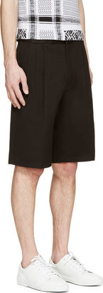 Versace Black Cotton Pleated Shorts