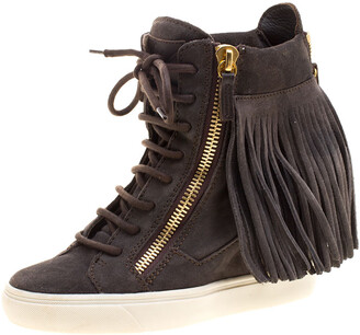 grey suede wedge sneakers