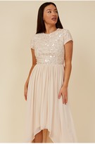Thumbnail for your product : Little Mistress Bridesmaid Elise Nude Hand-Embellished Sequin Hi-Low Prom Dress