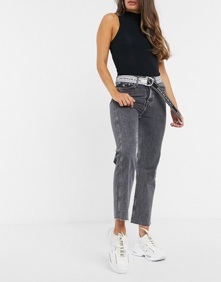 Calvin Klein Jeans high rise straight leg jeans in grey