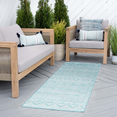 Urbina Moroccan Aqua Indoor / Outdoor Area Rug