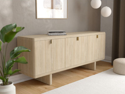 Ivy Bronx Modern Three Section Sideboard In Natural Oak Finish