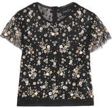 Thumbnail for your product : Needle & Thread Lunar Embellished Tulle Top - Black