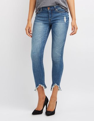 Charlotte Russe Frayed Hem Distressed Skinny Jeans